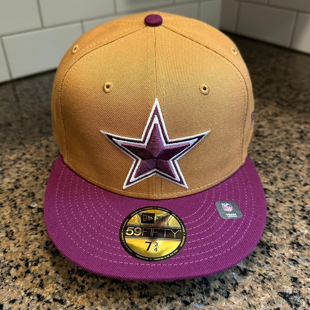 Dallas Cowboys Hat New Era 59FIFTY Fitted 7 3/4 Tan Purple NFL New